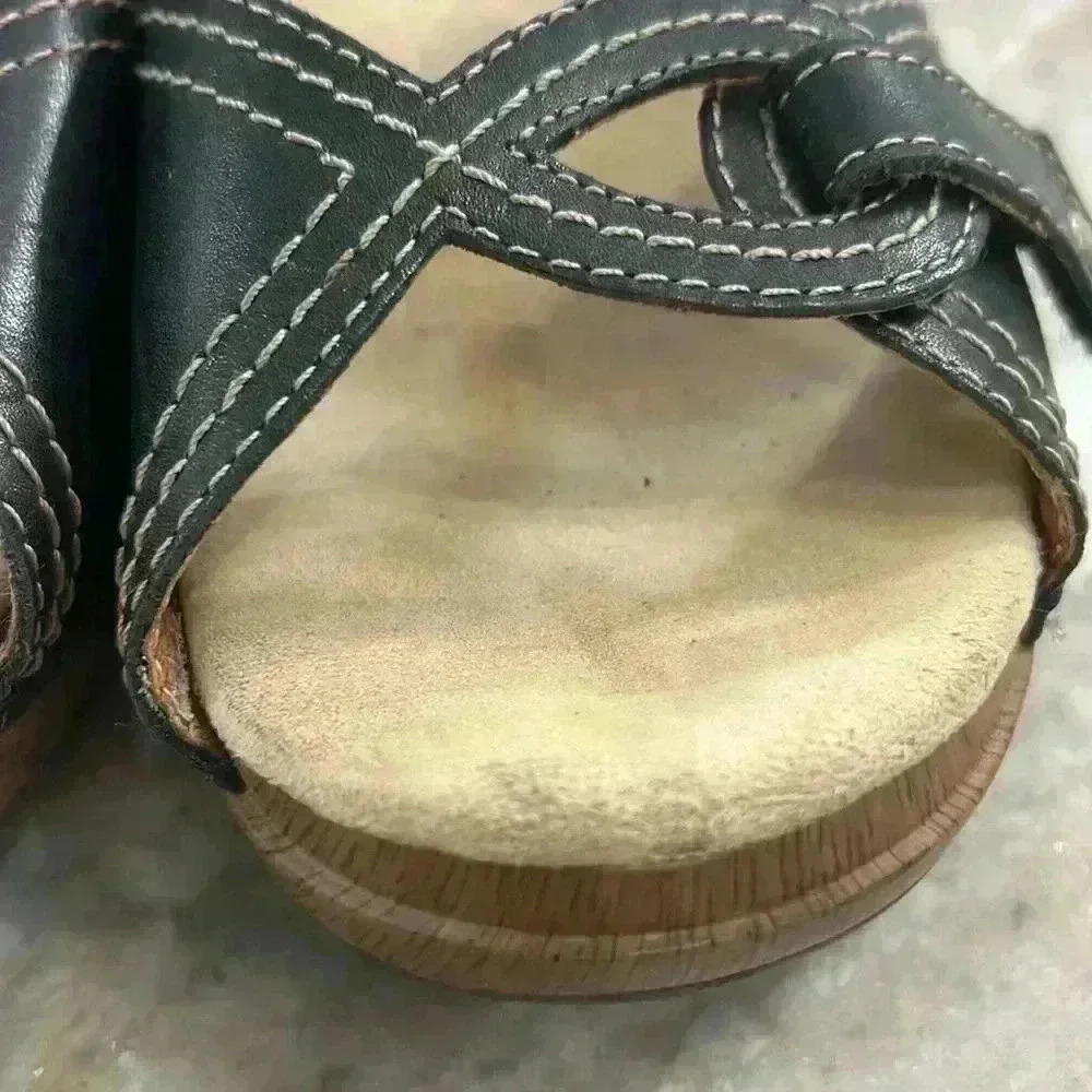 Dansko Sandals Sara Womens EU 40 Black Leather Hook and Loop Straps Open Toe - Picture 13 of 15